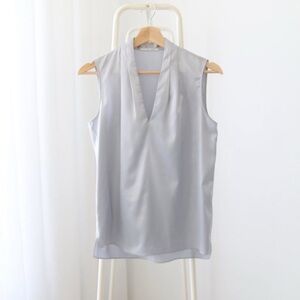 Tahari Satin V Neck Blouse